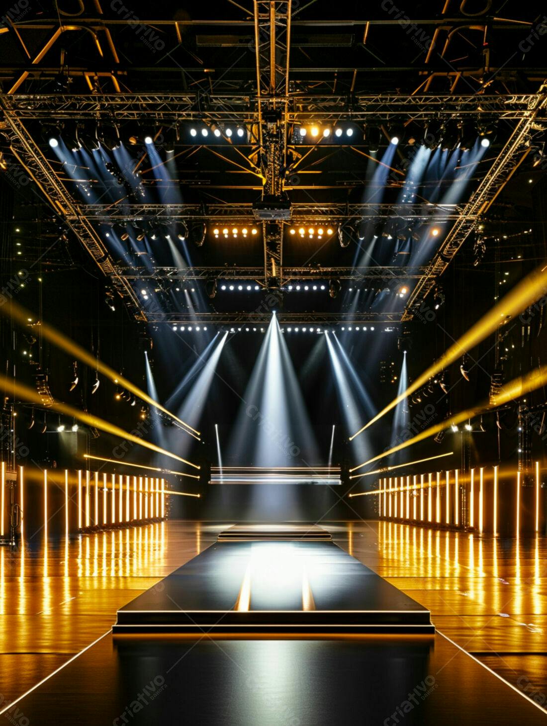 Palco de Moda Iluminado Dourado