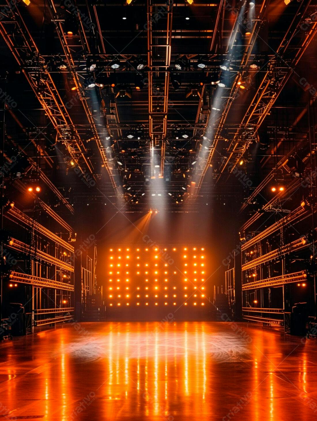 Palco iluminado laranja para show