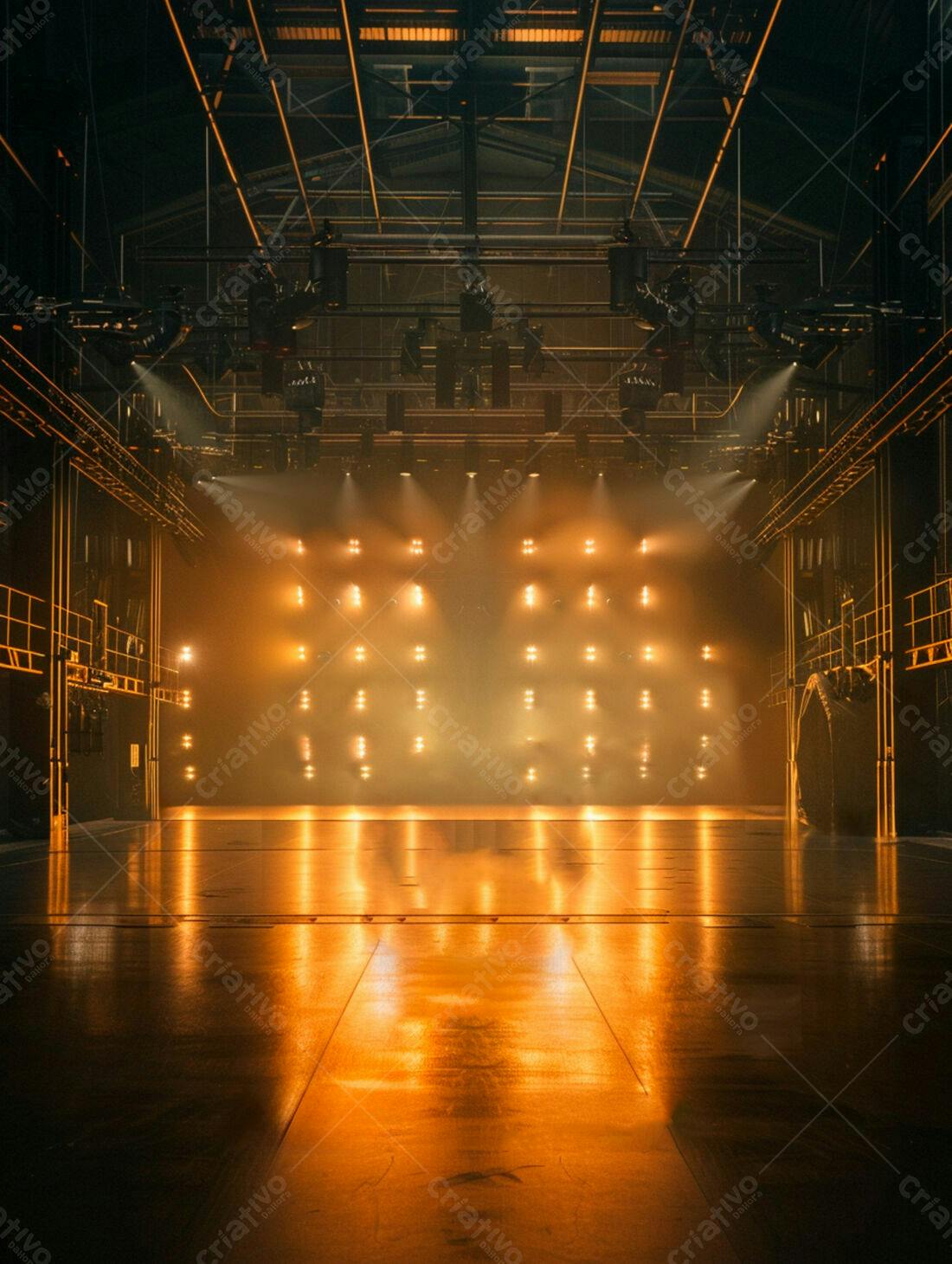Palco iluminado em tons de laranja