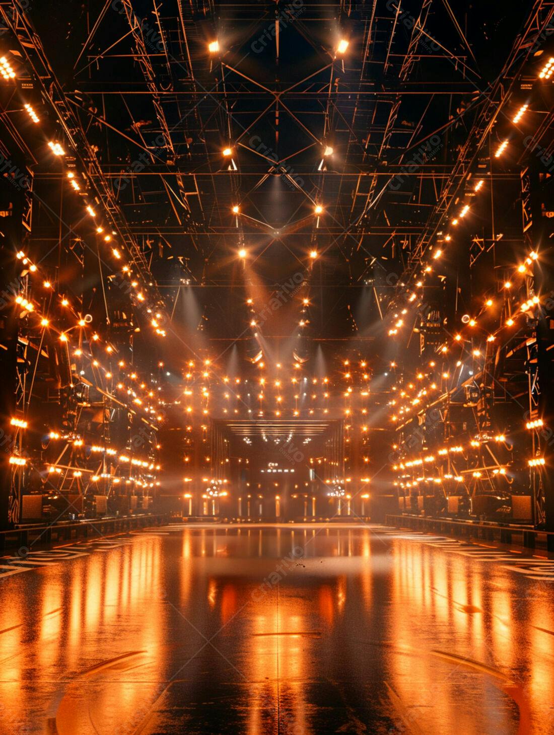 Palco iluminado com luzes quentes