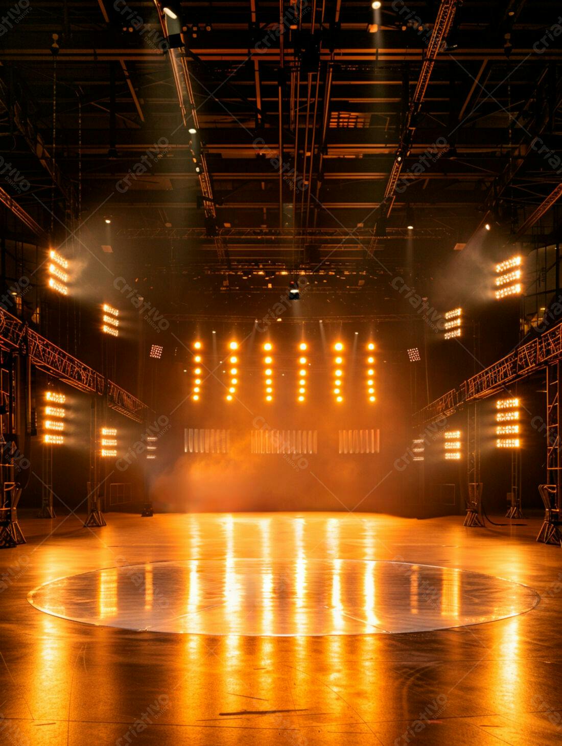Palco iluminado em tons de laranja