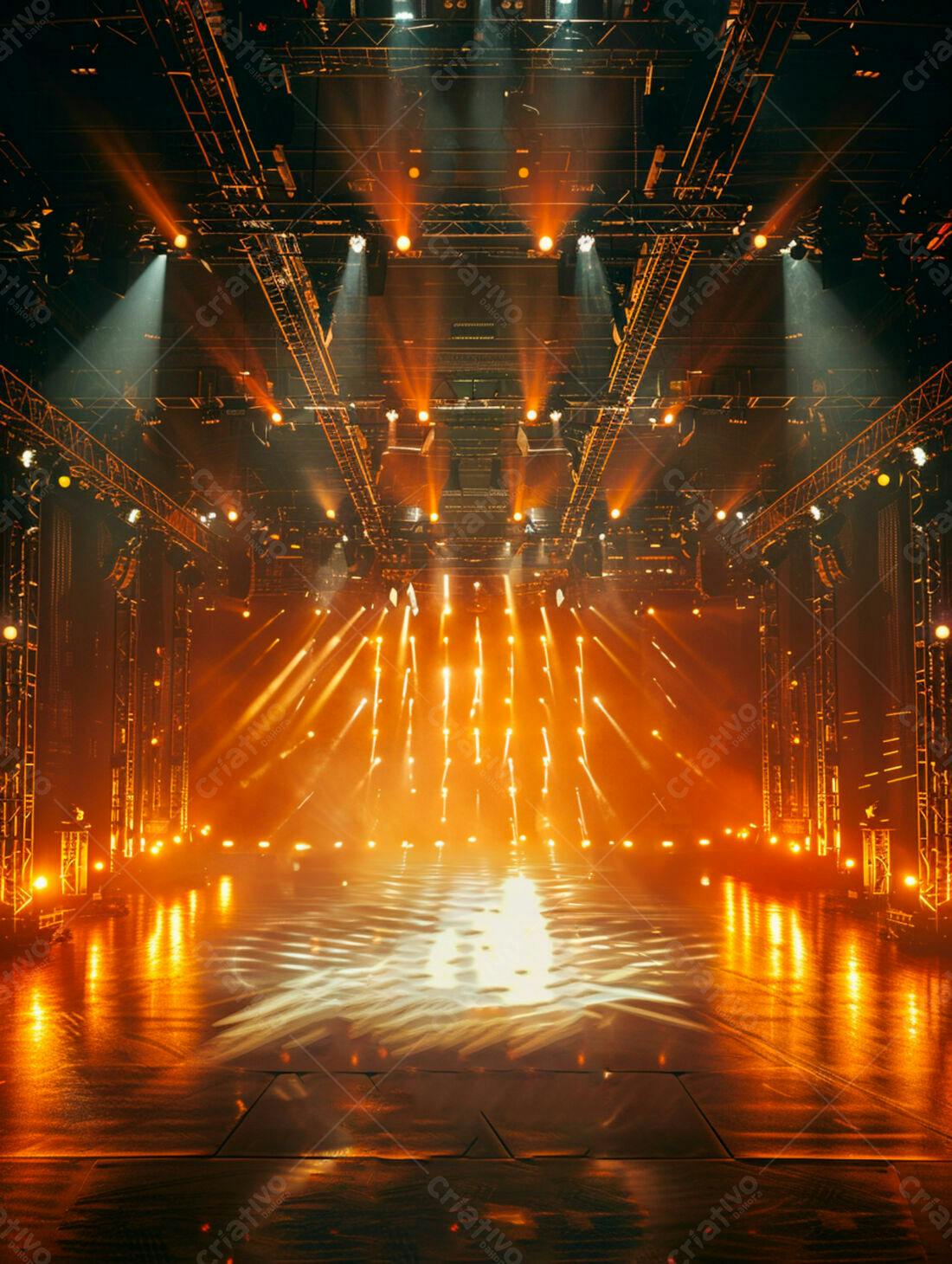 Palco iluminado com luzes quentes