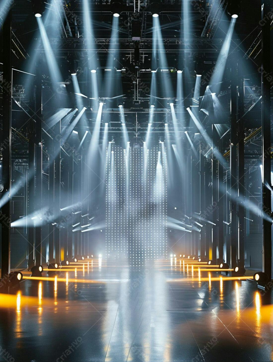 Palco iluminado com luzes cênicas