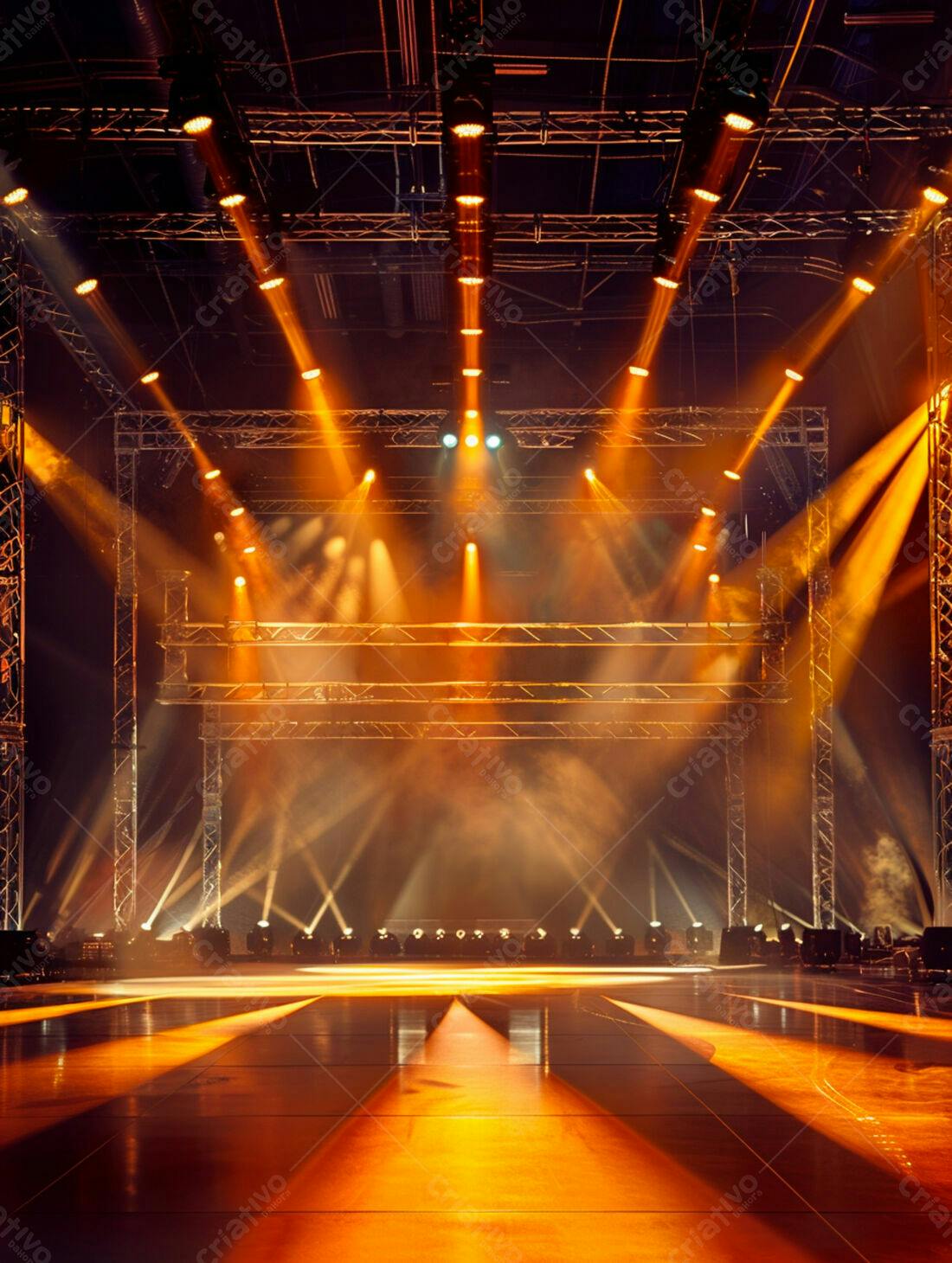 Palco iluminado com luzes quentes