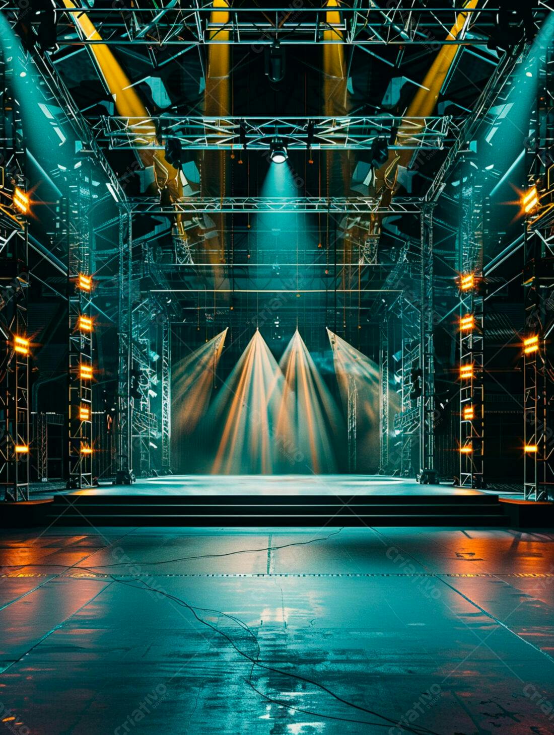 Palco iluminado em show de música