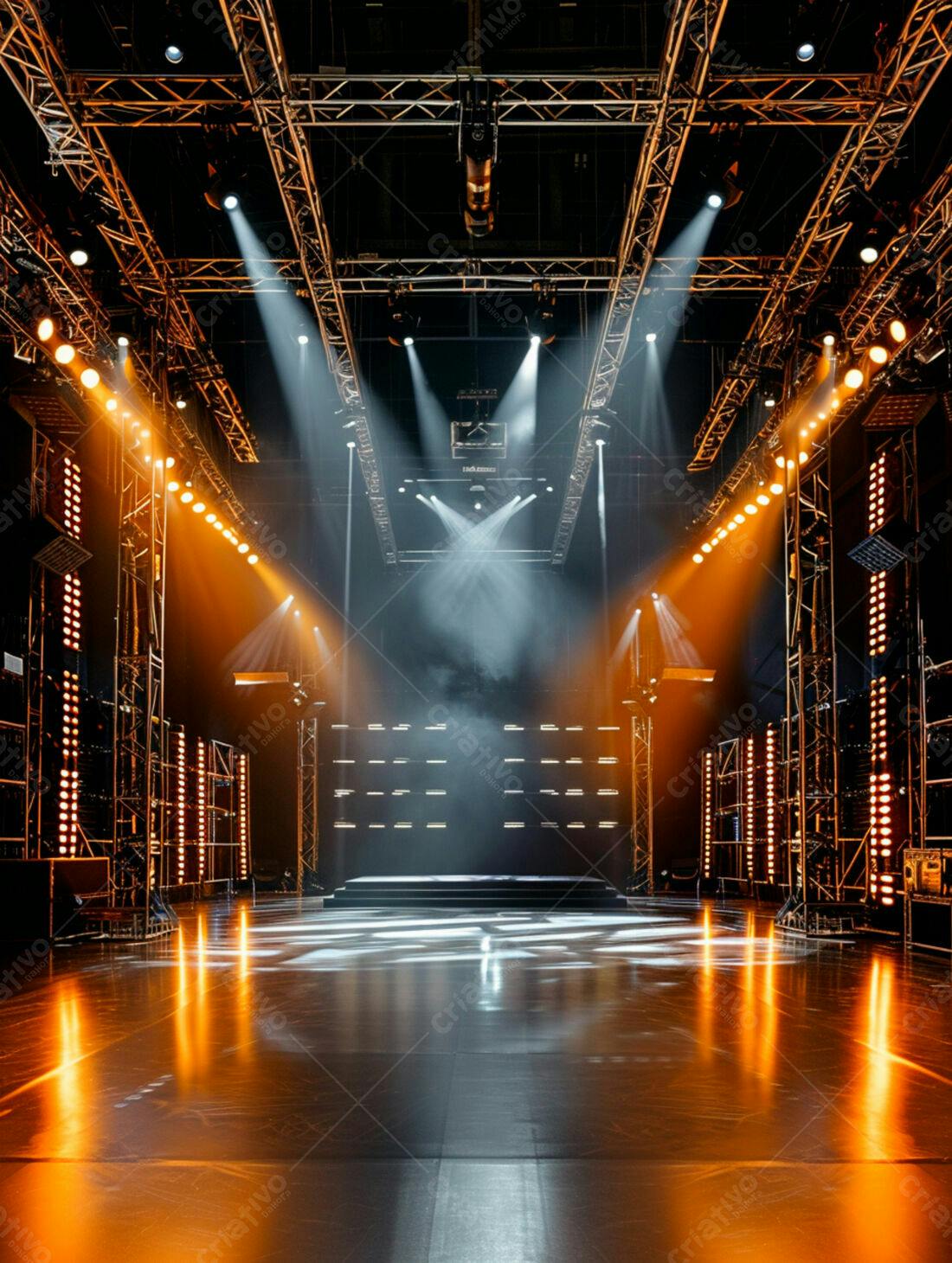 Palco iluminado para show com luzes quentes