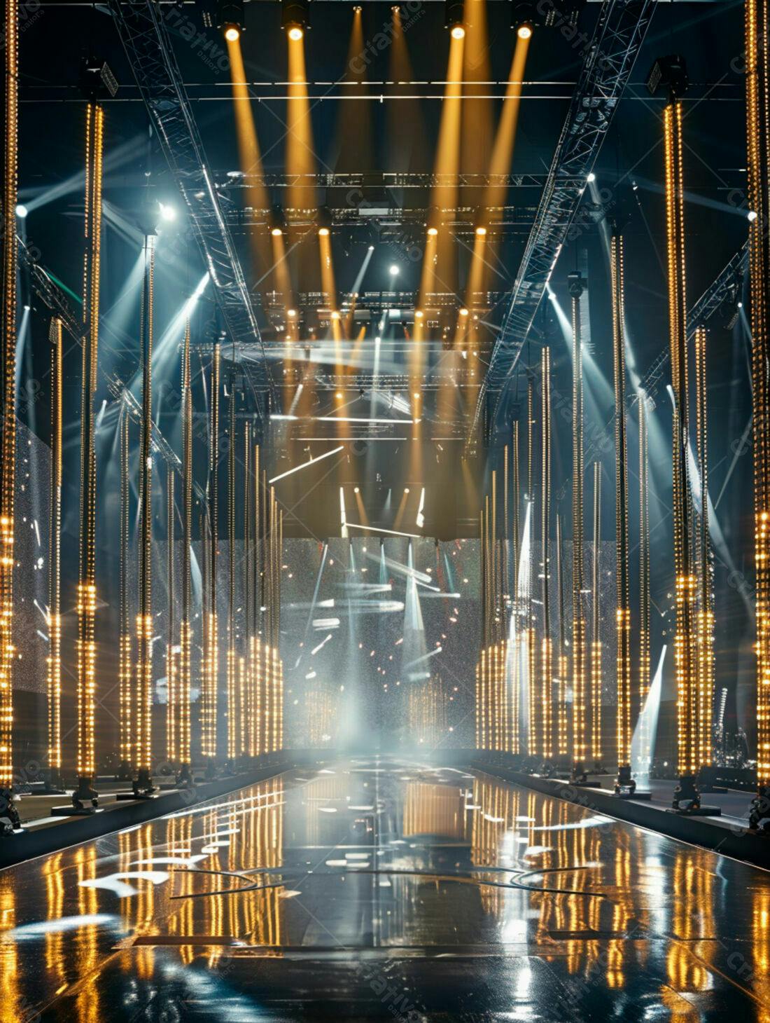Palco de Show com Iluminação Dourada