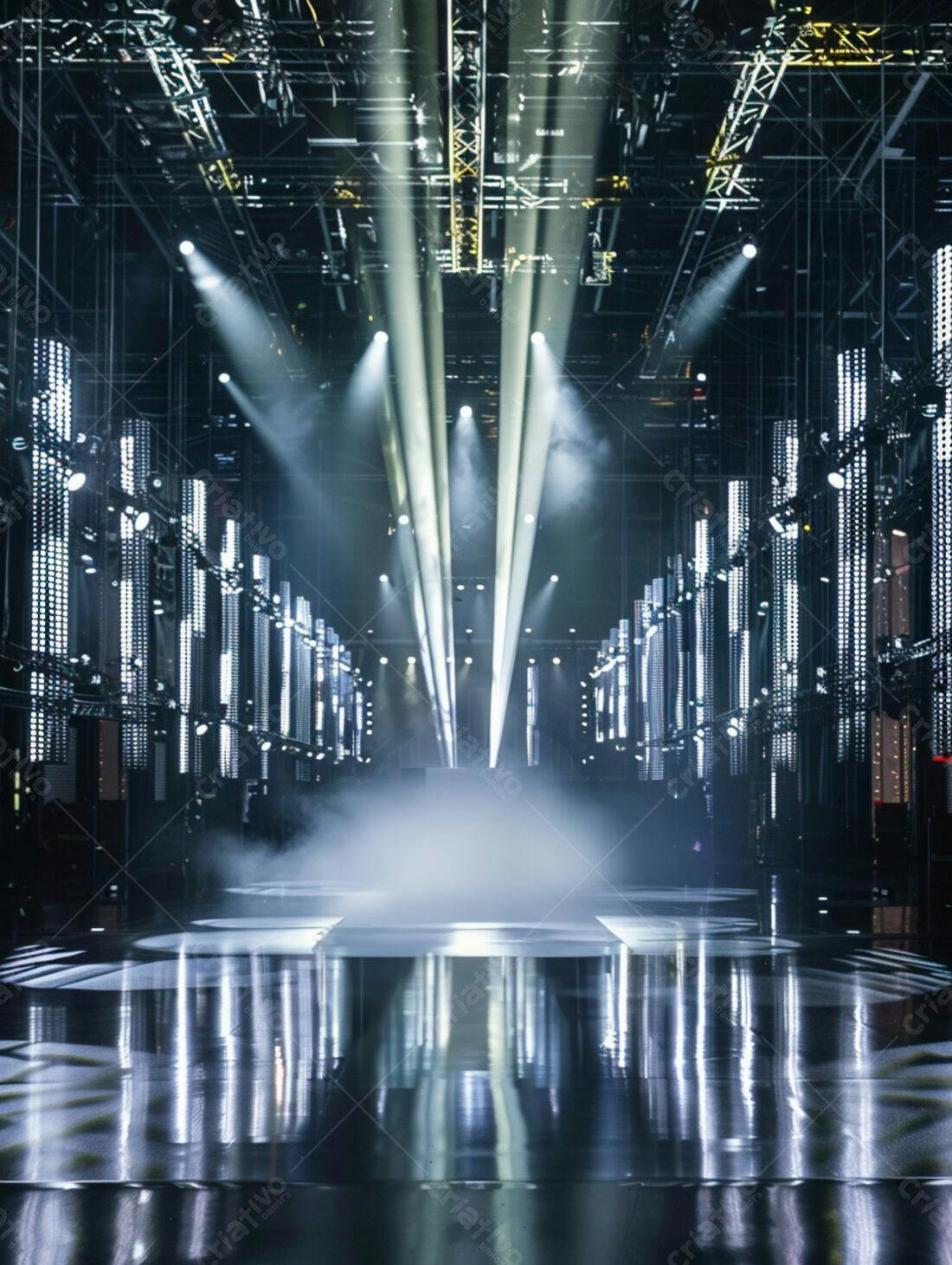 Palco iluminado para desfile de moda