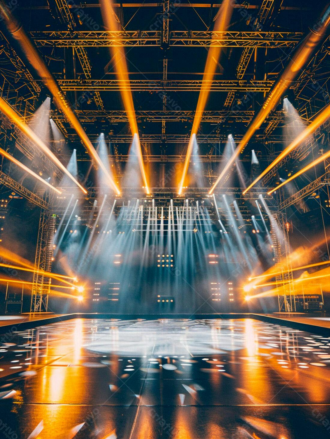 Palco iluminado com efeitos de luz
