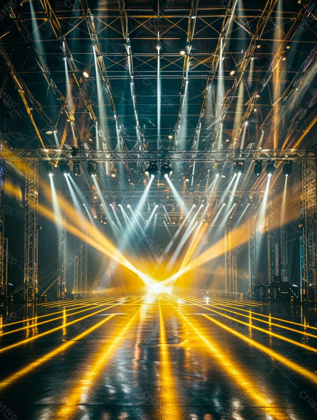 Palco iluminado com luzes de show