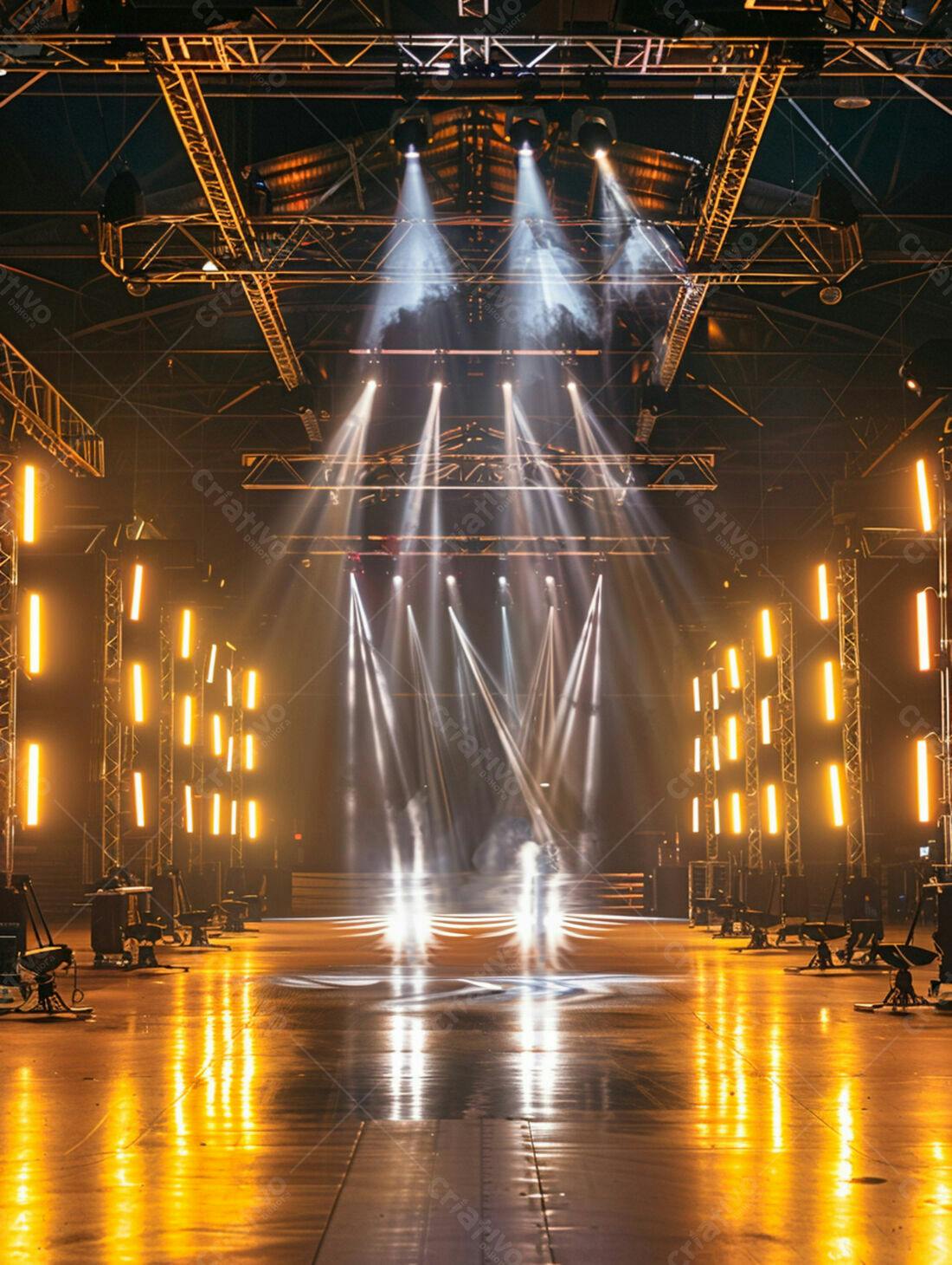 Palco iluminado com luzes de show