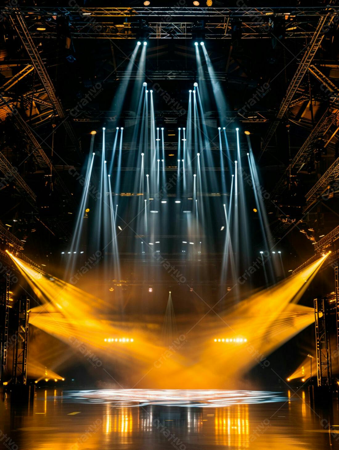 Palco iluminado com luzes de show