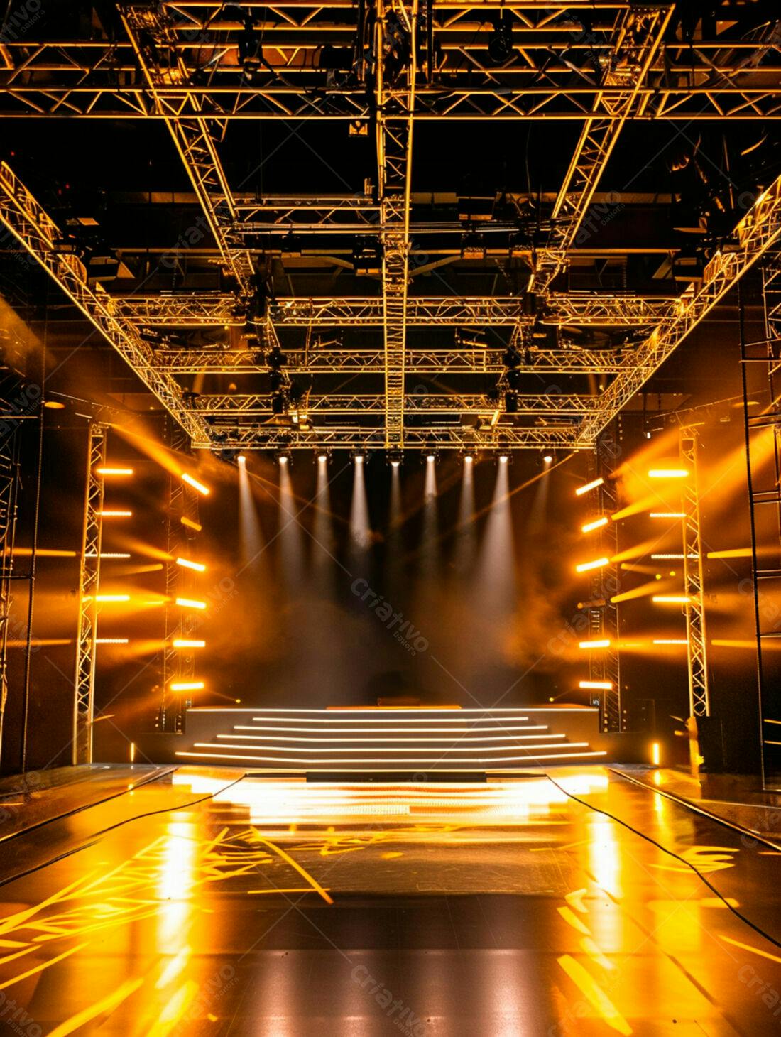 Palco iluminado em tons de amarelo