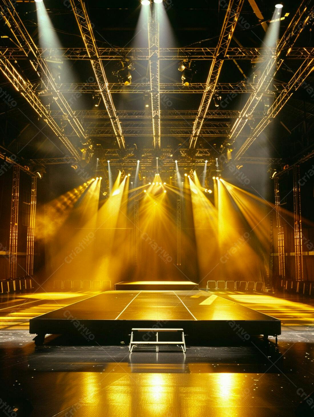 Palco iluminado dourado para evento