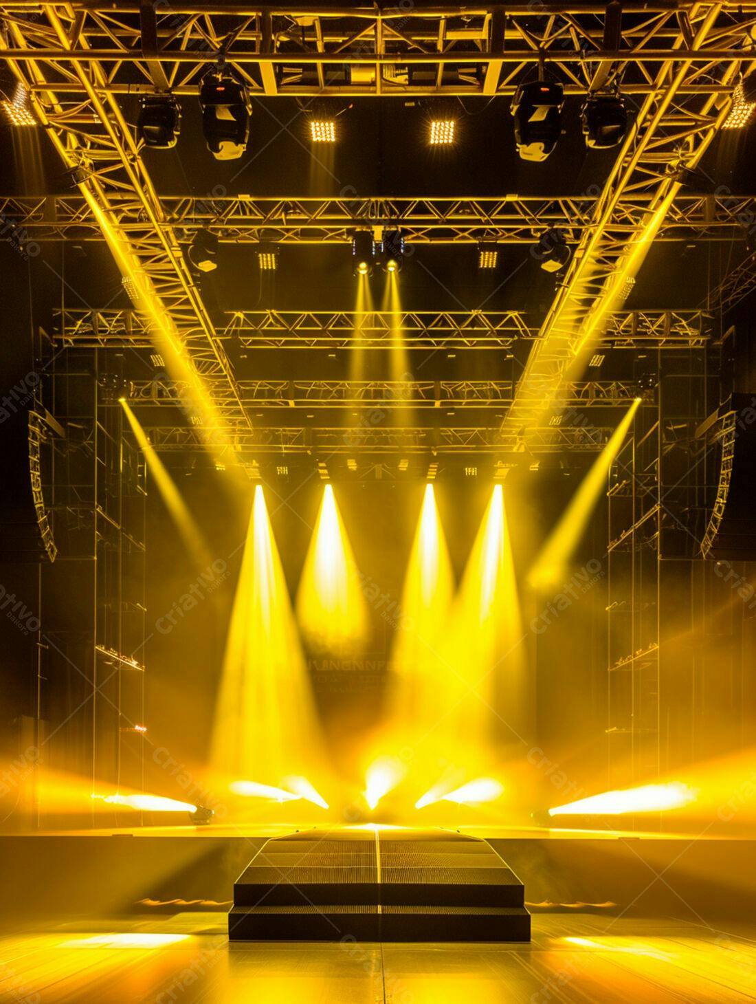 Palco iluminado amarelo para show
