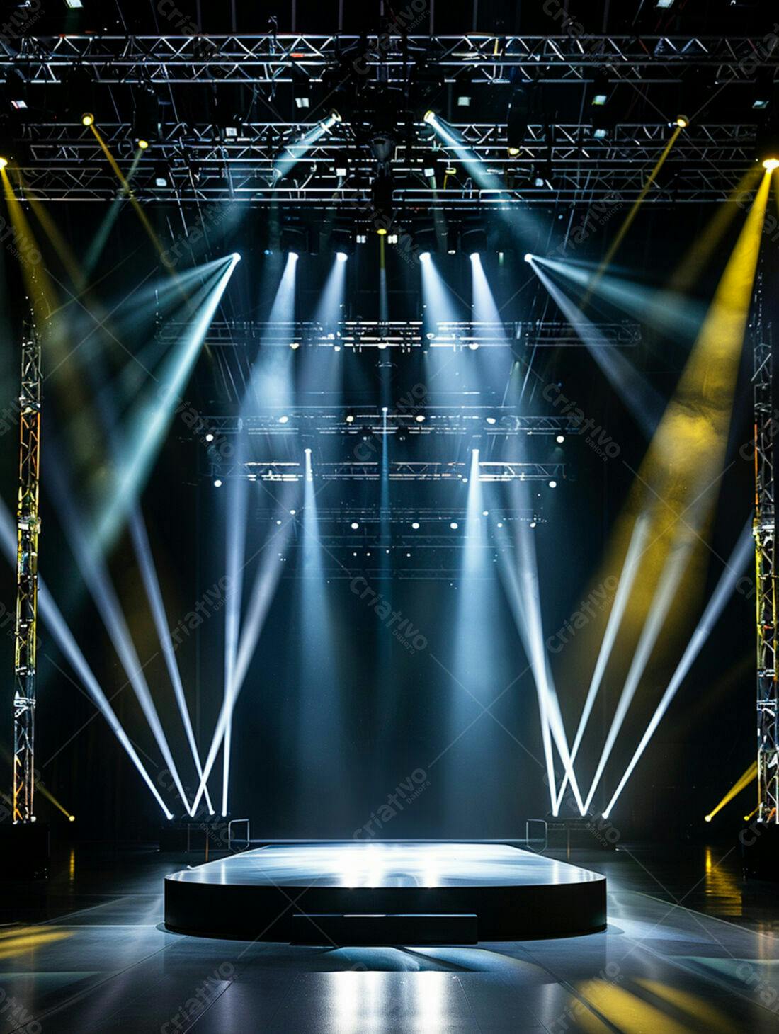 Palco iluminado com luzes de palco