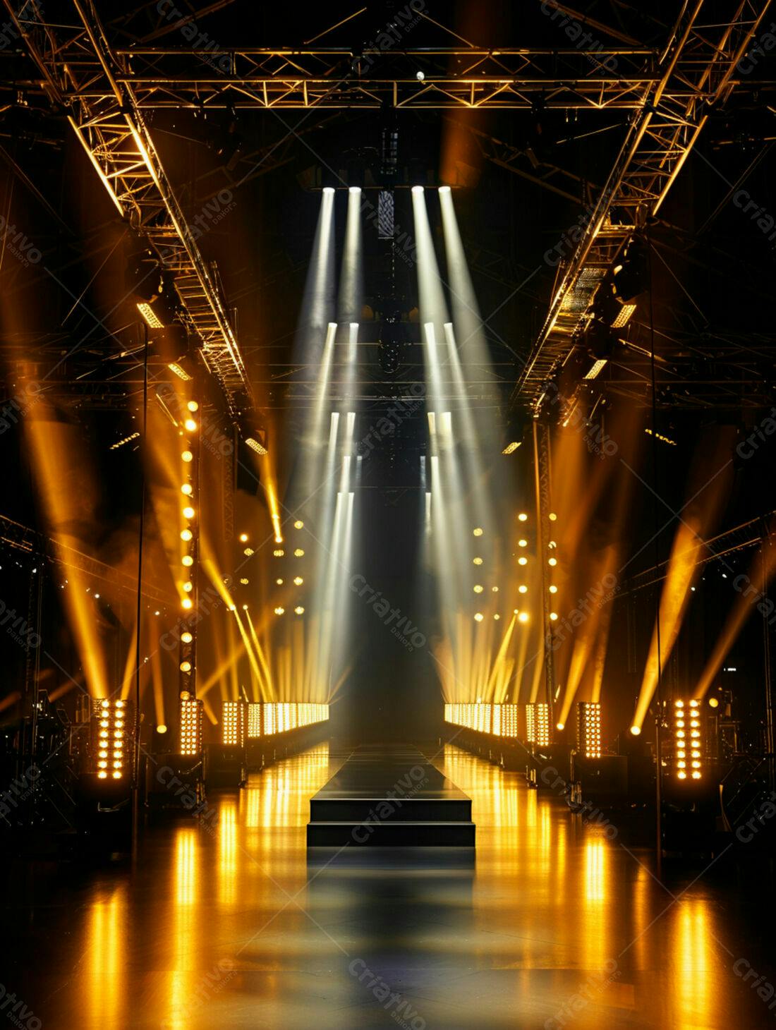 Palco iluminado para desfile de moda