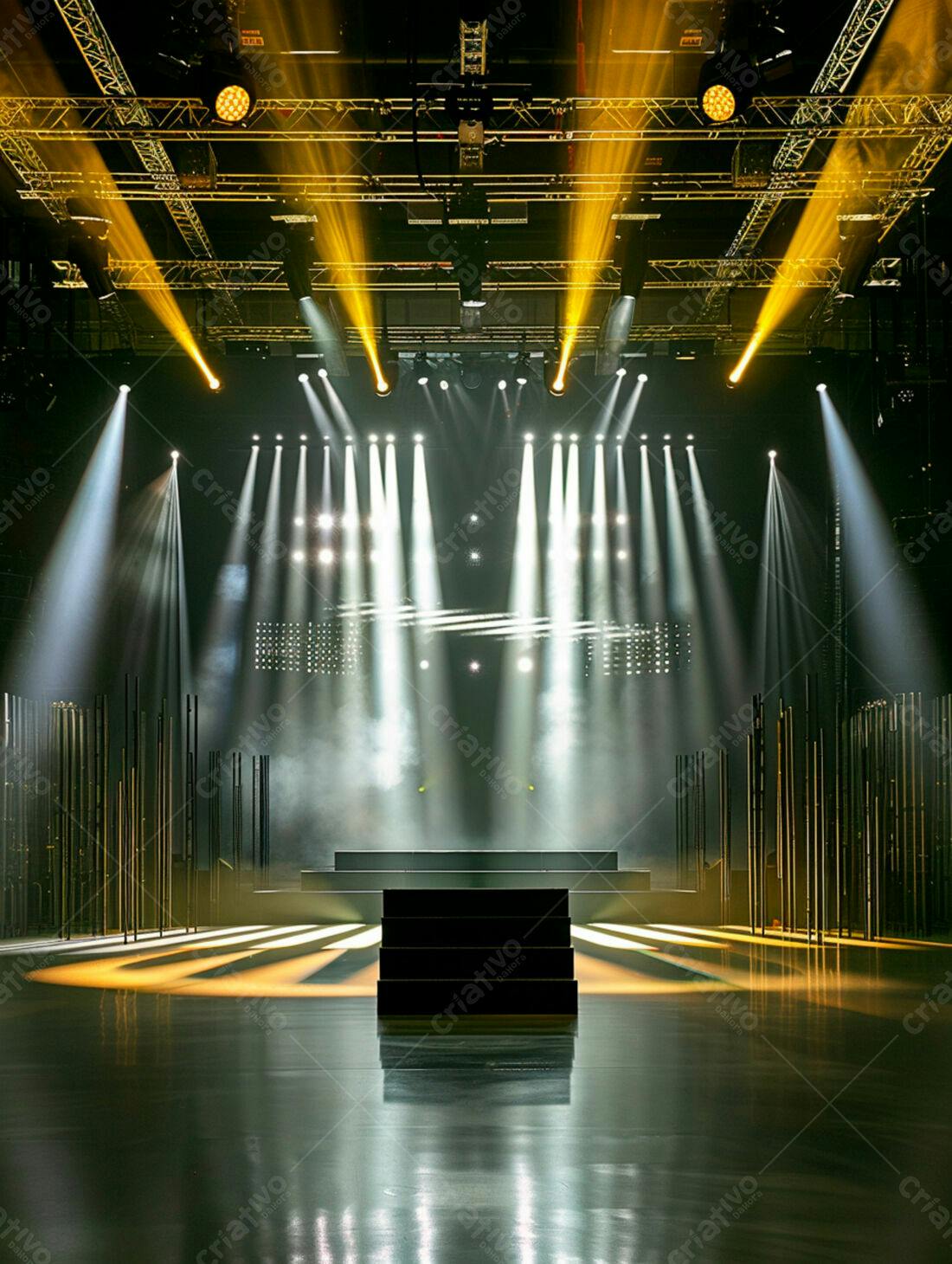 Palco iluminado com luzes de palco