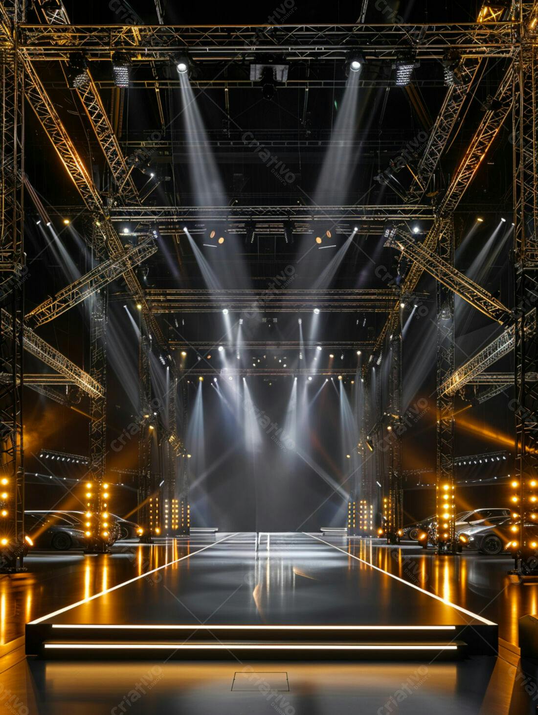 Palco iluminado para evento de carros