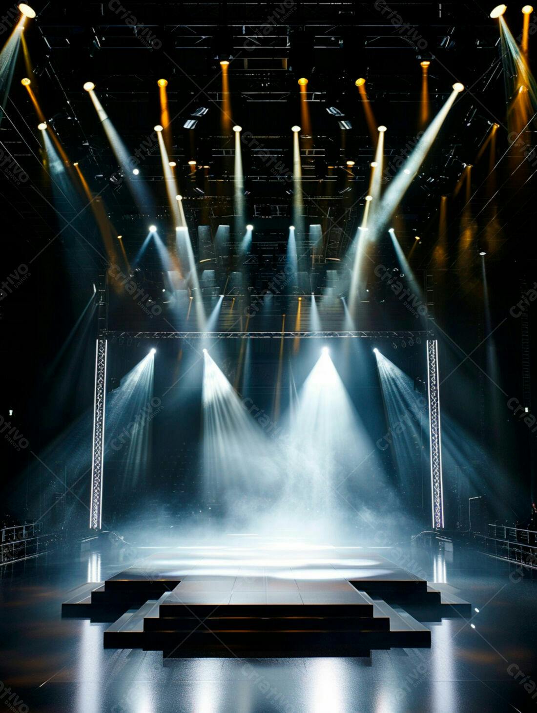 Palco iluminado com efeitos de luz