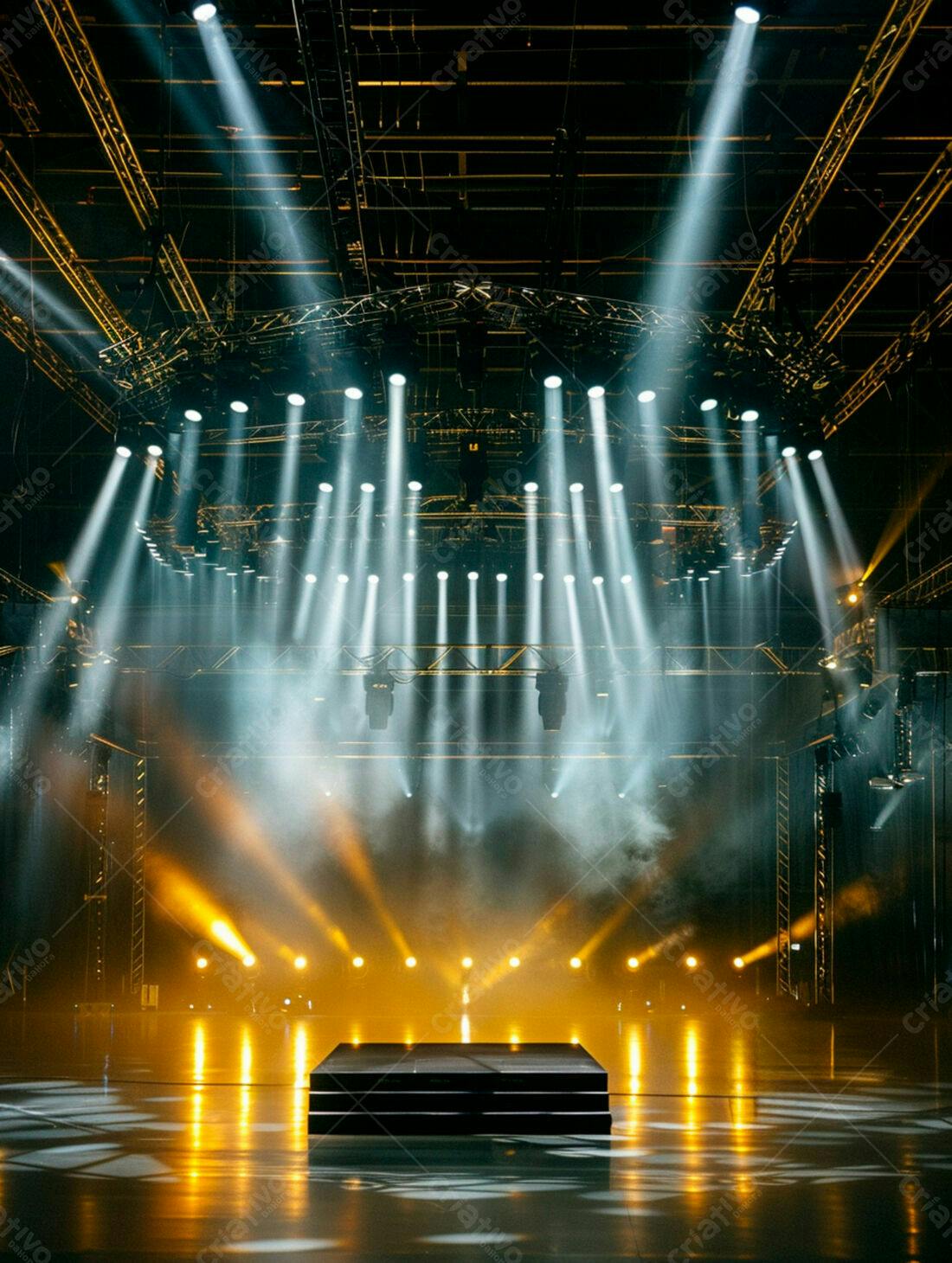 Palco iluminado com luzes de show