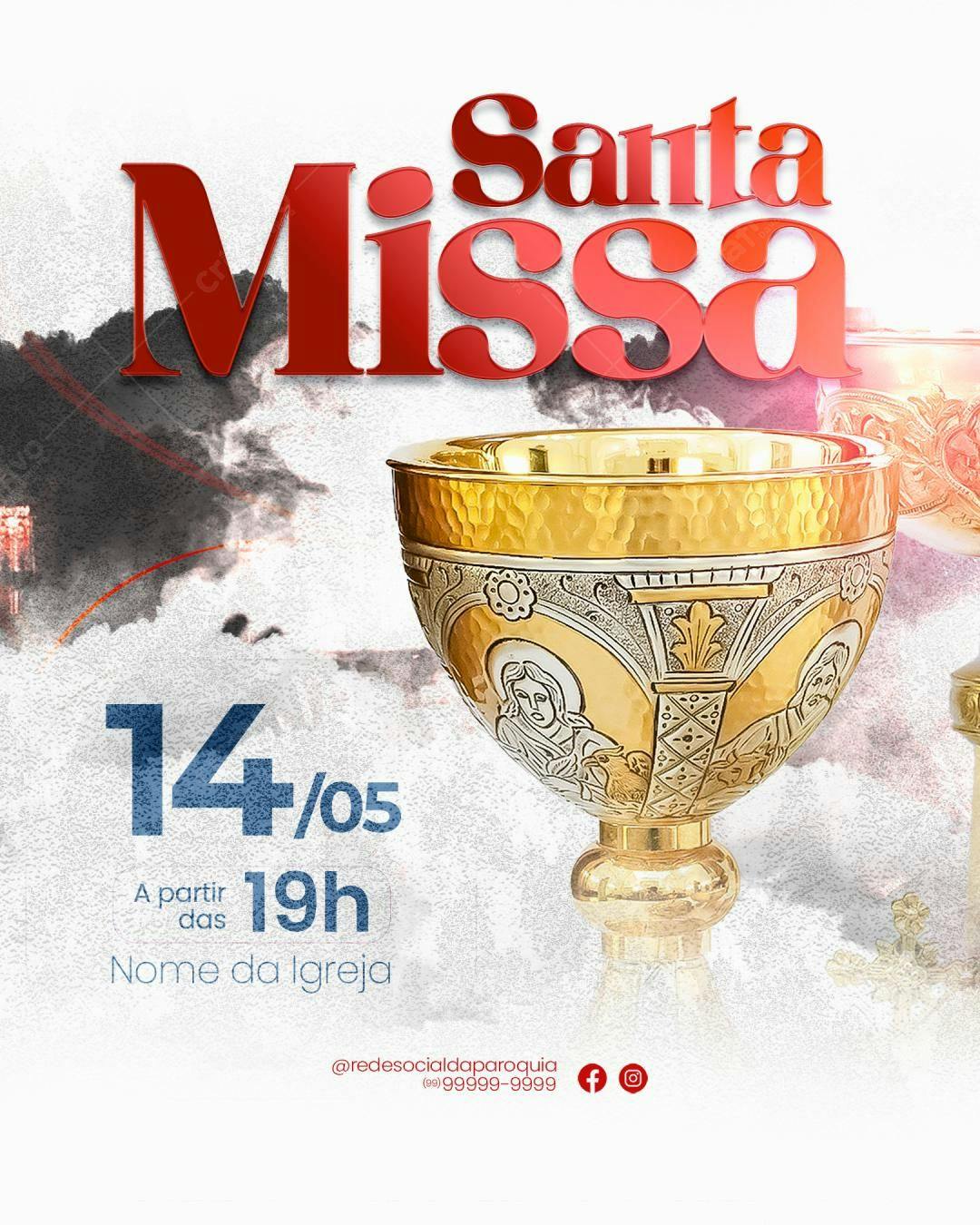 Flyer para Santa Missa PSD Editável