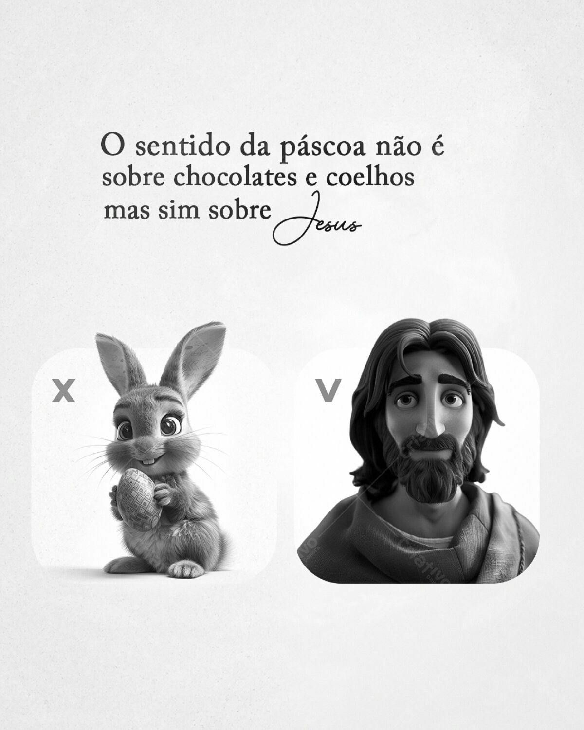Post para Páscoa com Jesus e Coelho PSD Editável