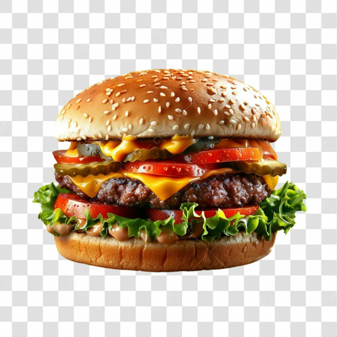Imagem PNG de Hambúrguer com Queijo e Picles fundo transparente