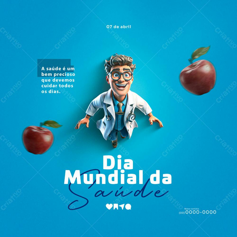 A Saúde É Um Bem Precioso Psd Editável Dia Mundial Da Saúde