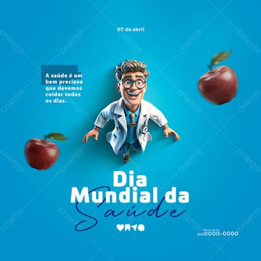 A saúde é um bem precioso psd editável dia mundial da saúde