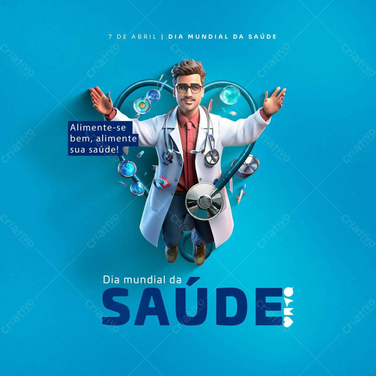 Flyer Dia Mundial da Saúde PSD Editável