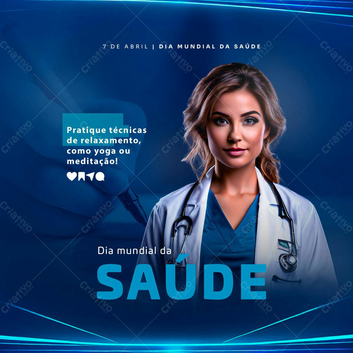 Flyer Dia Mundial da Saúde PSD Editável