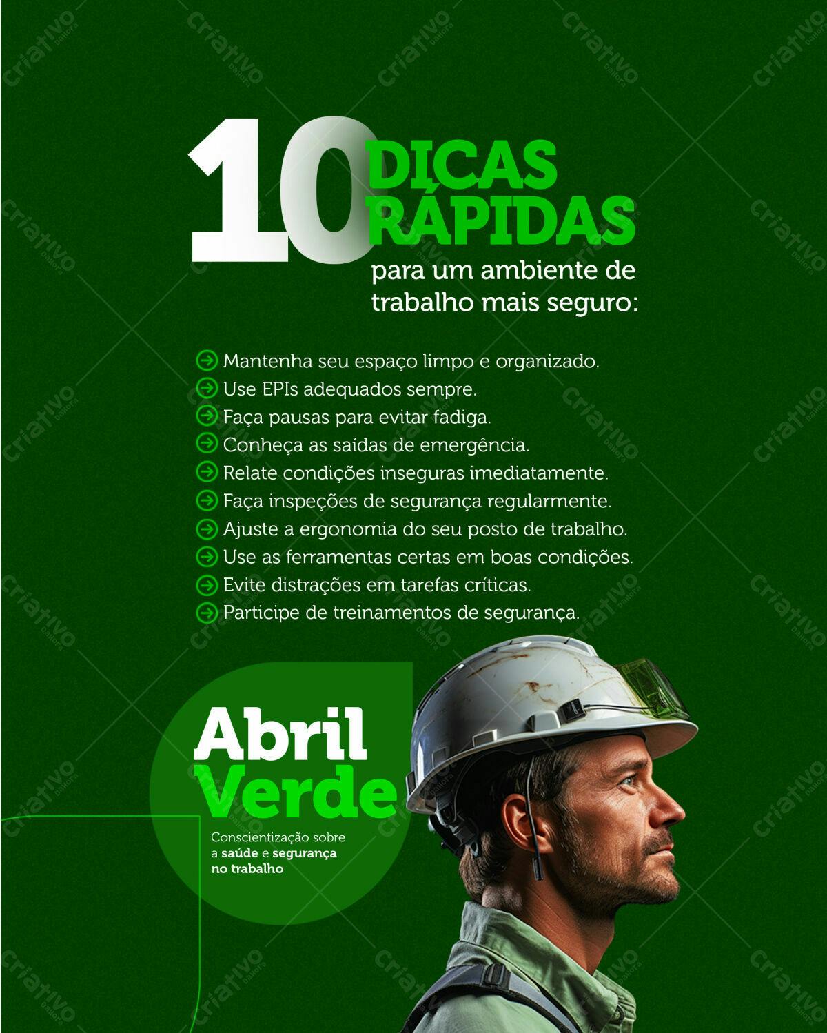 Flyer Abril Verde Segurança do Trabalho PSD Editável