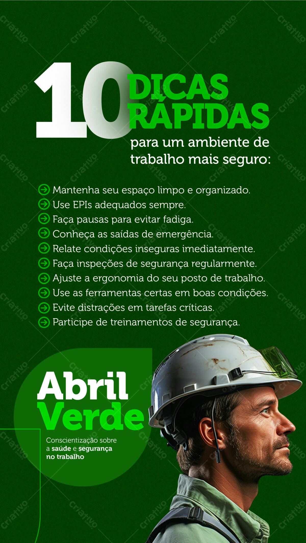 Flyer Abril Verde Saúde e Segurança no Trabalho PSD Editável