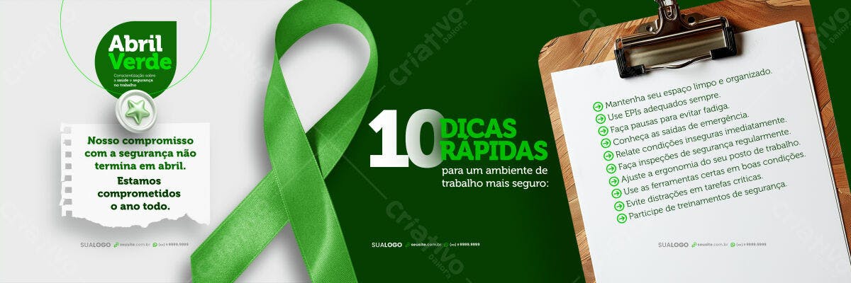 Banner Abril Verde Segurança do Trabalho PSD Editável