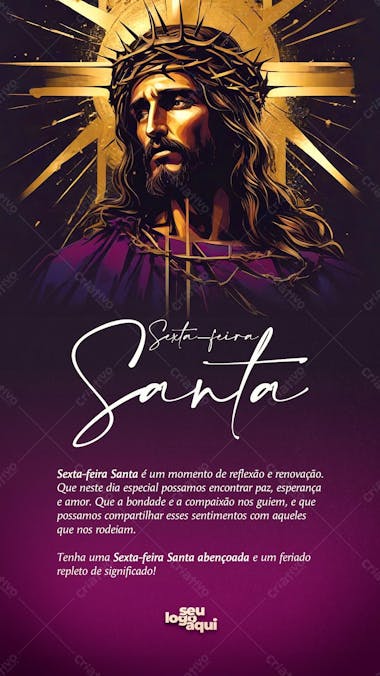 Semana santa, arte editável, stories, jesus cristo