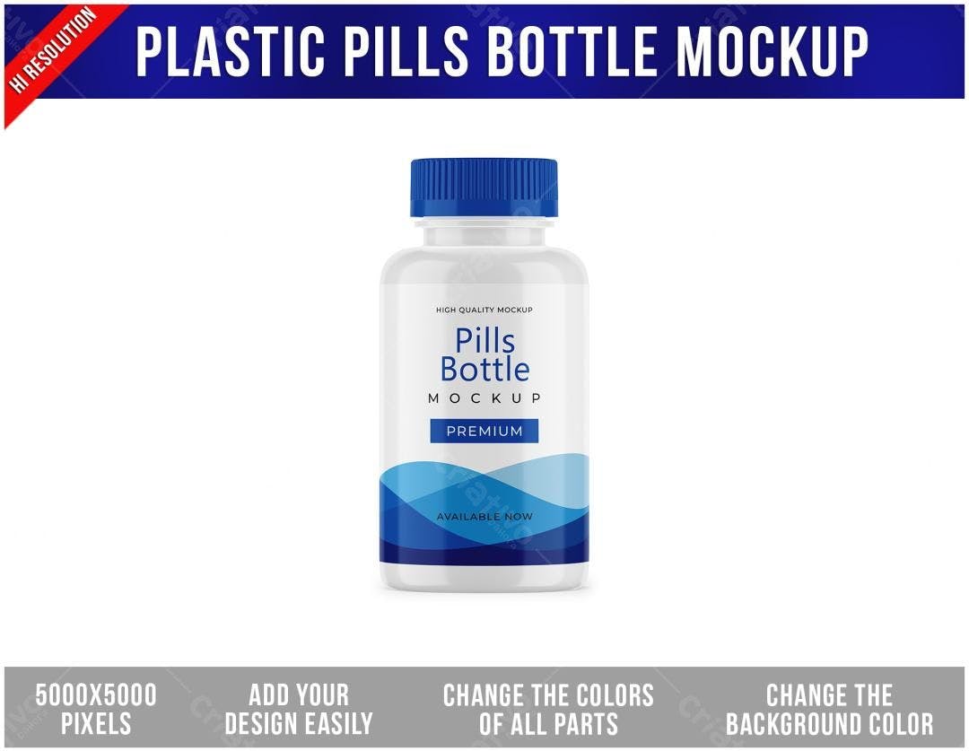 Mockup de Frasco de Remédios PSD Editável