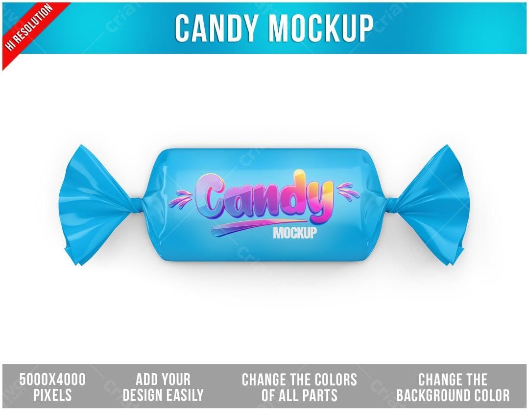 Mockup de Embalagem de Doces em Azul Claro