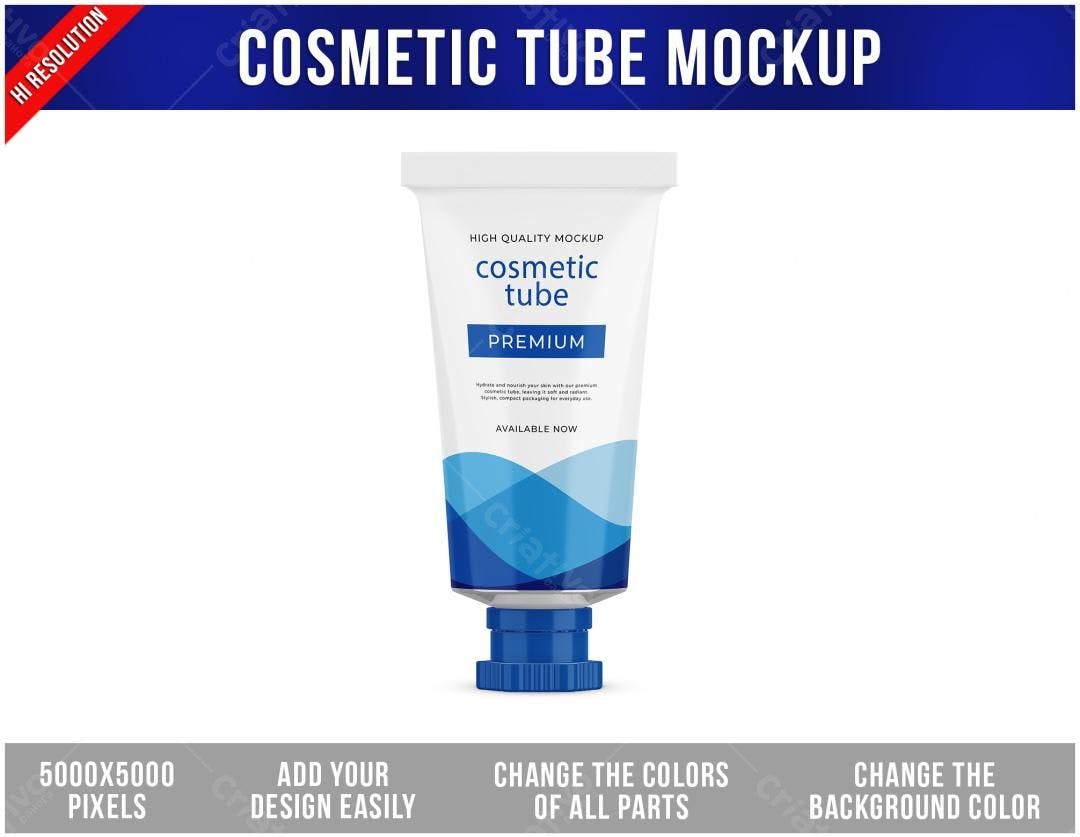 Mockup Realista de Tubo de Creme Cosmético