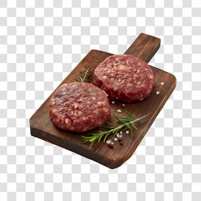 Imagem Açougue   Bife Hamburguer Carne Moida Artesanal Em Cima De Tábua De Madeira E Fundo Transparente  (8)