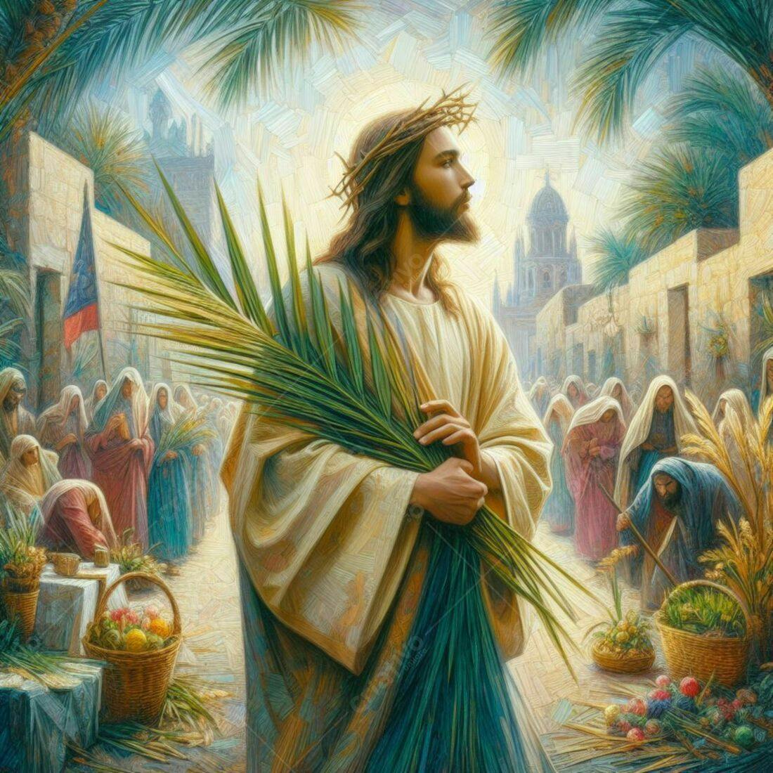 Jesus Cristo Domingo de Ramos multidão