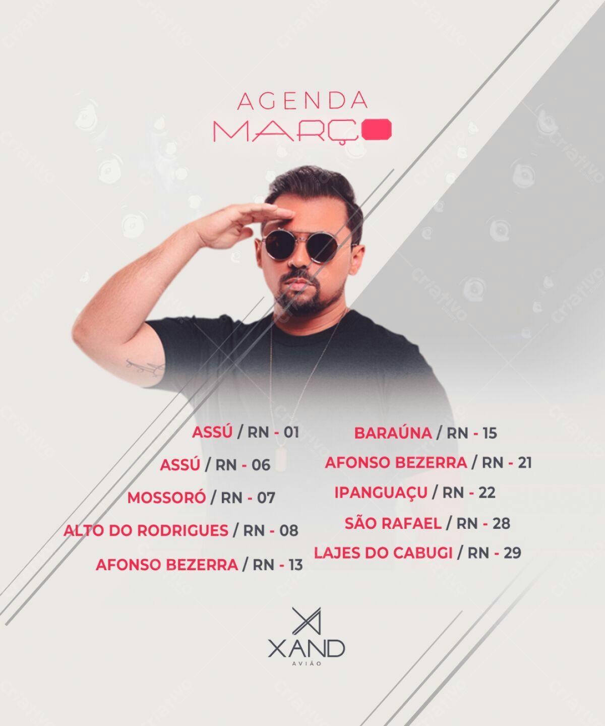 Flyer Agenda de Shows Março PSD Editável