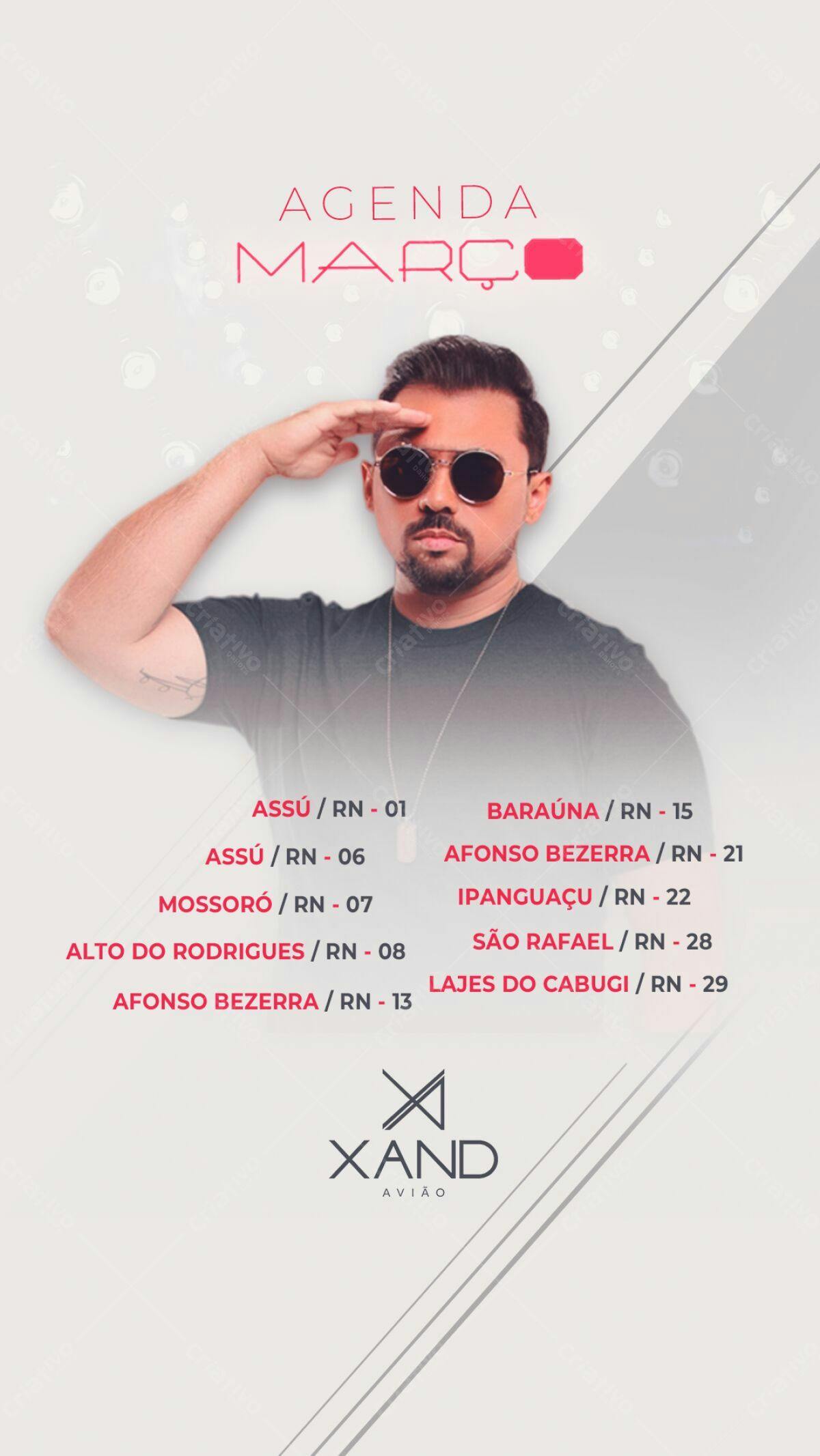 Flyer Agenda Março Xand Avião PSD Editável