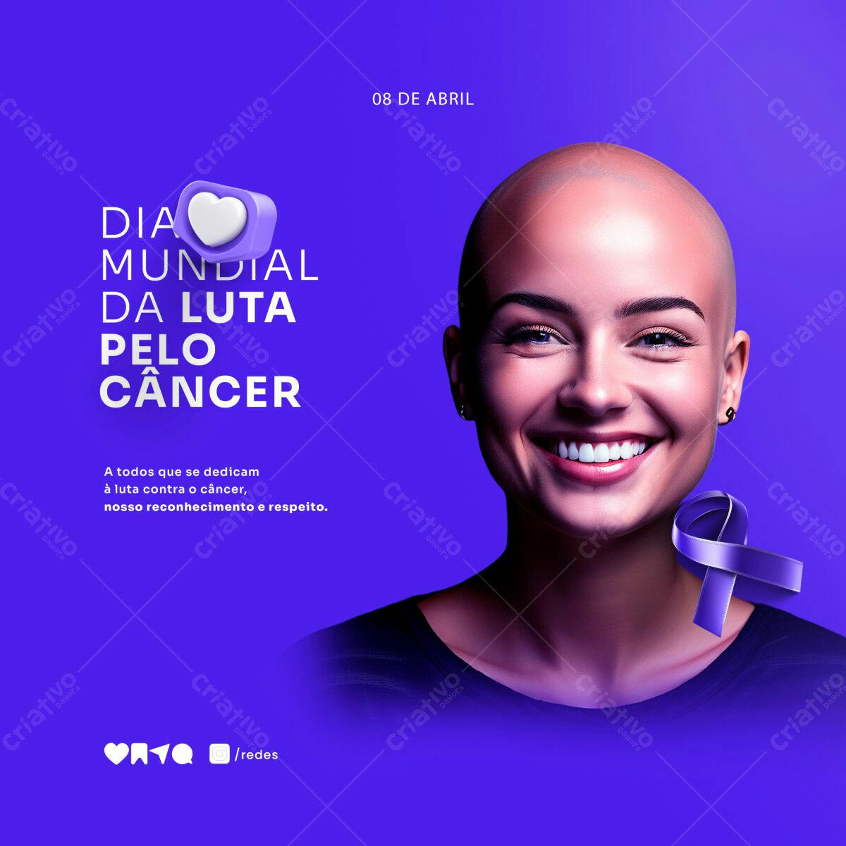 Post para Dia Mundial da Luta contra o Câncer PSD Editável