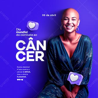 Nunca desista psd editável para o dia mundial do combate ao câncer