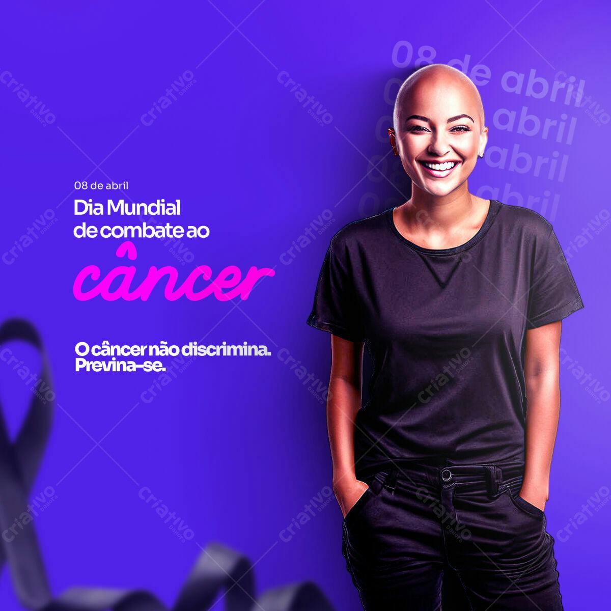 Post para o Dia Mundial de Combate ao Câncer PSD Editável