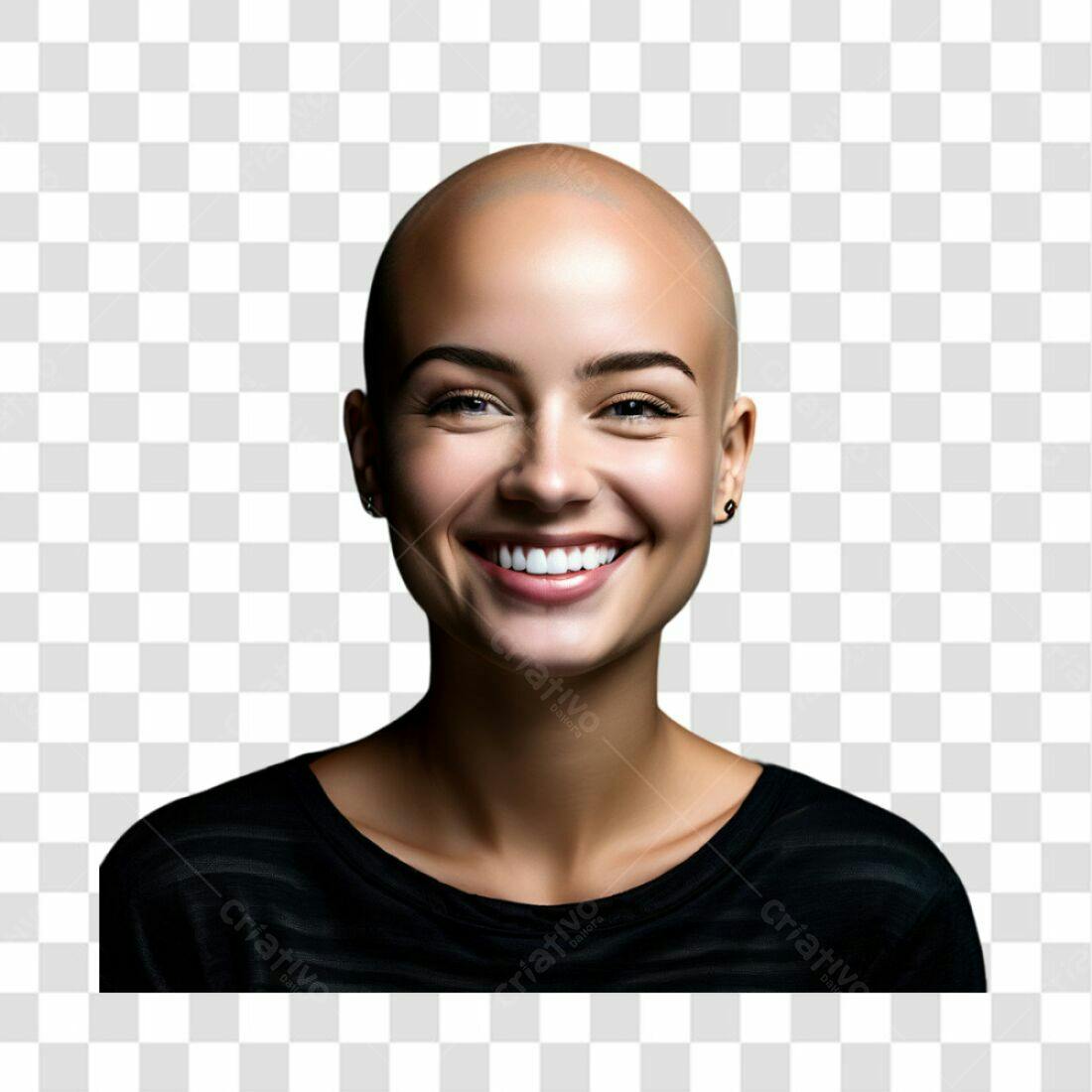 Imagem PNG com fundo transparente Mulher careca sorrindo
