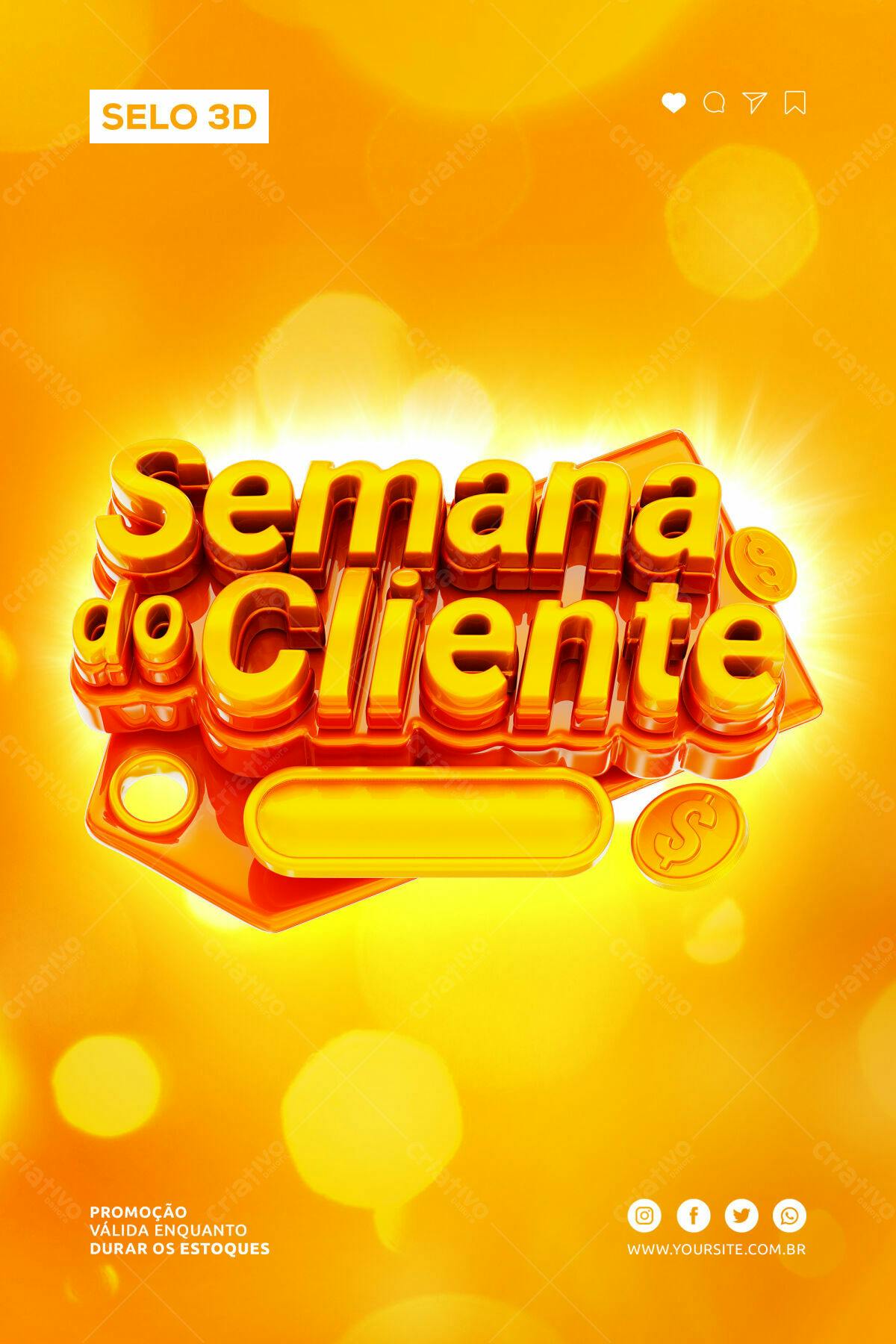 Selo 3D promocional dourado etiqueta
