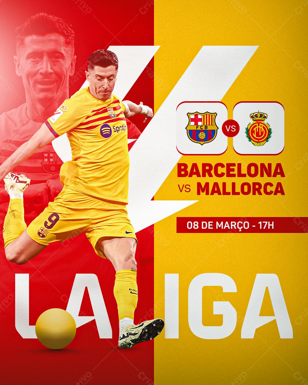 Flyer La Liga Barcelona x Mallorca PSD Editável