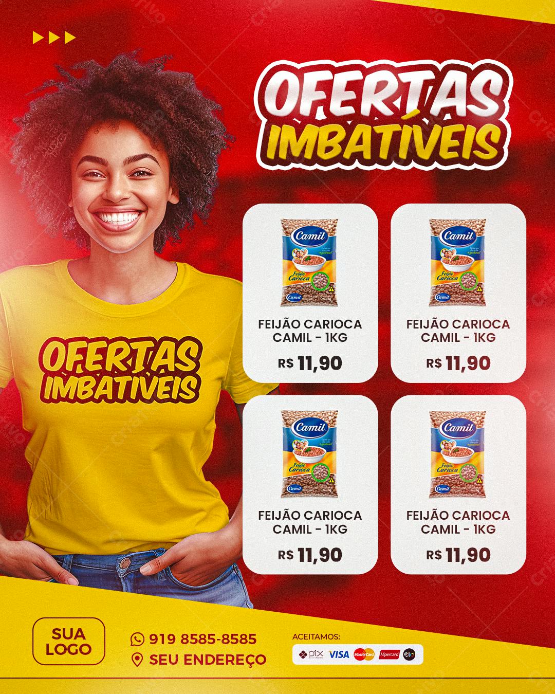 Flyer Ofertas Imbatíveis Feijão Carioca PSD Editável